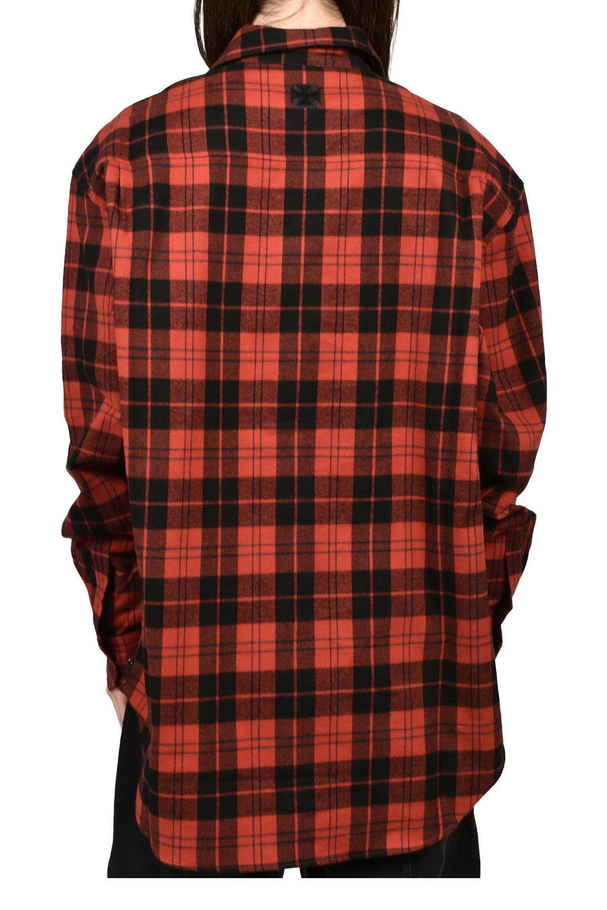 VETEMENTS ヴェトモン 【本物保証】 シャツ ストリート系 メンズ LEATHER CROSS FLANNEL SHIRT / BLK RED CHECK