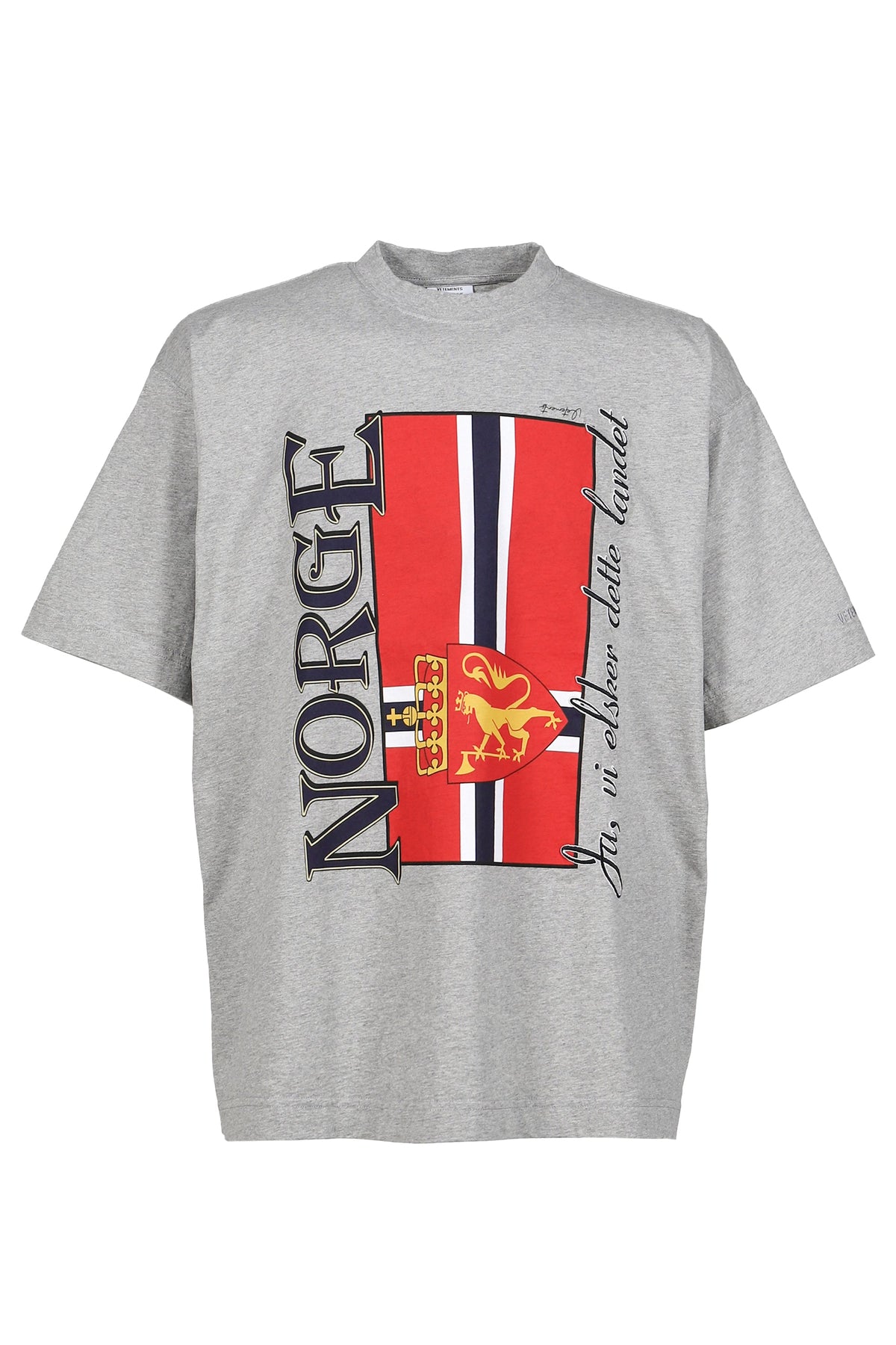 VETEMENTS ヴェトモン 【本物保証】 Tシャツ ストリート系 メンズ NORWAY TOURIST T-SHRIT / GRY MELANGE