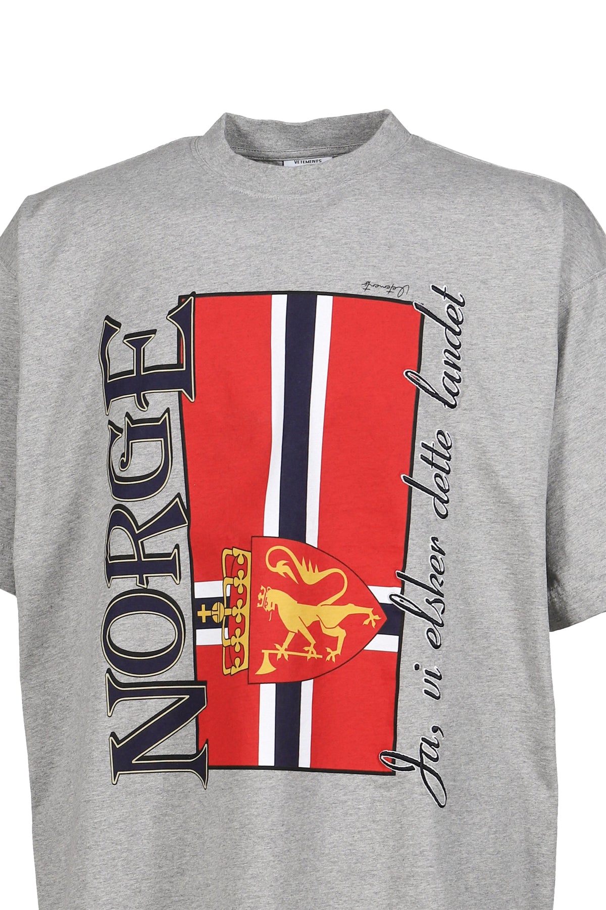 VETEMENTS ヴェトモン 【本物保証】 Tシャツ ストリート系 メンズ NORWAY TOURIST T-SHRIT / GRY MELANGE