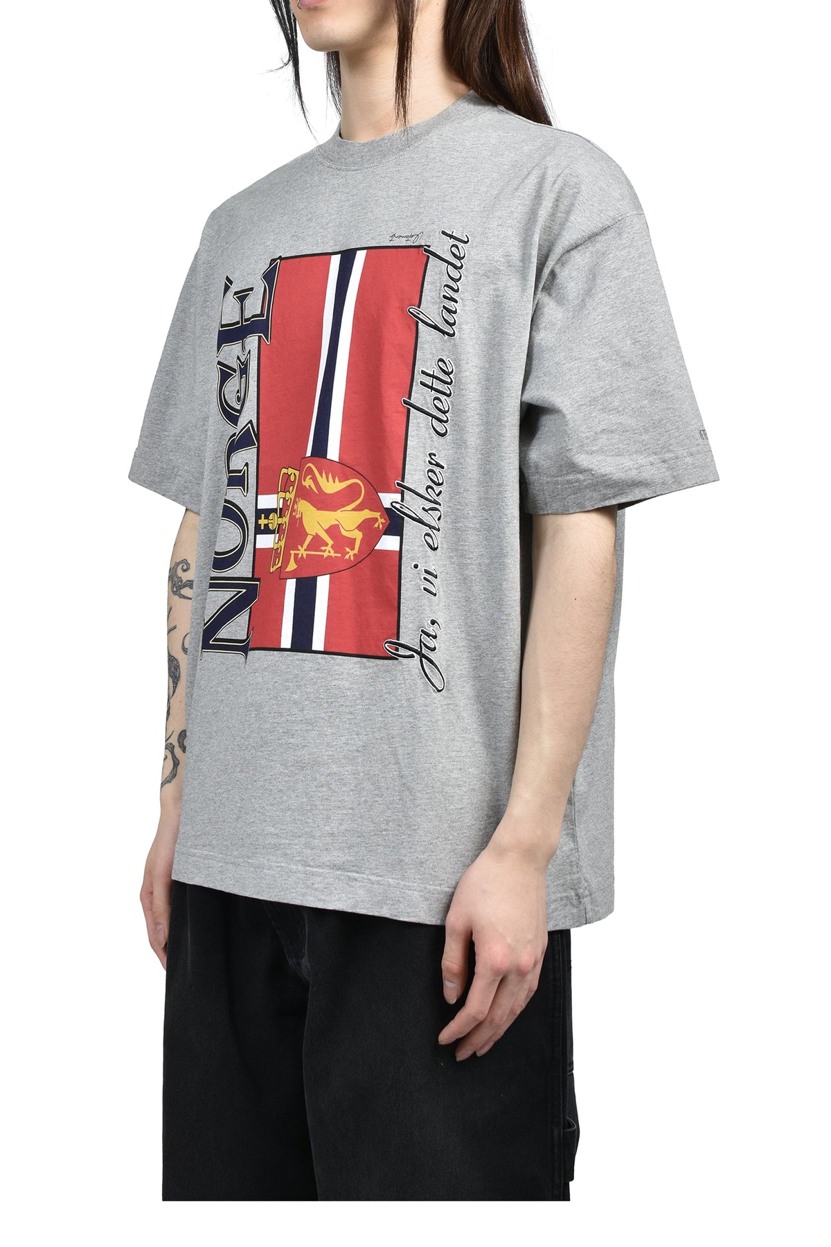 VETEMENTS ヴェトモン 【本物保証】 Tシャツ ストリート系 メンズ NORWAY TOURIST T-SHRIT / GRY MELANGE