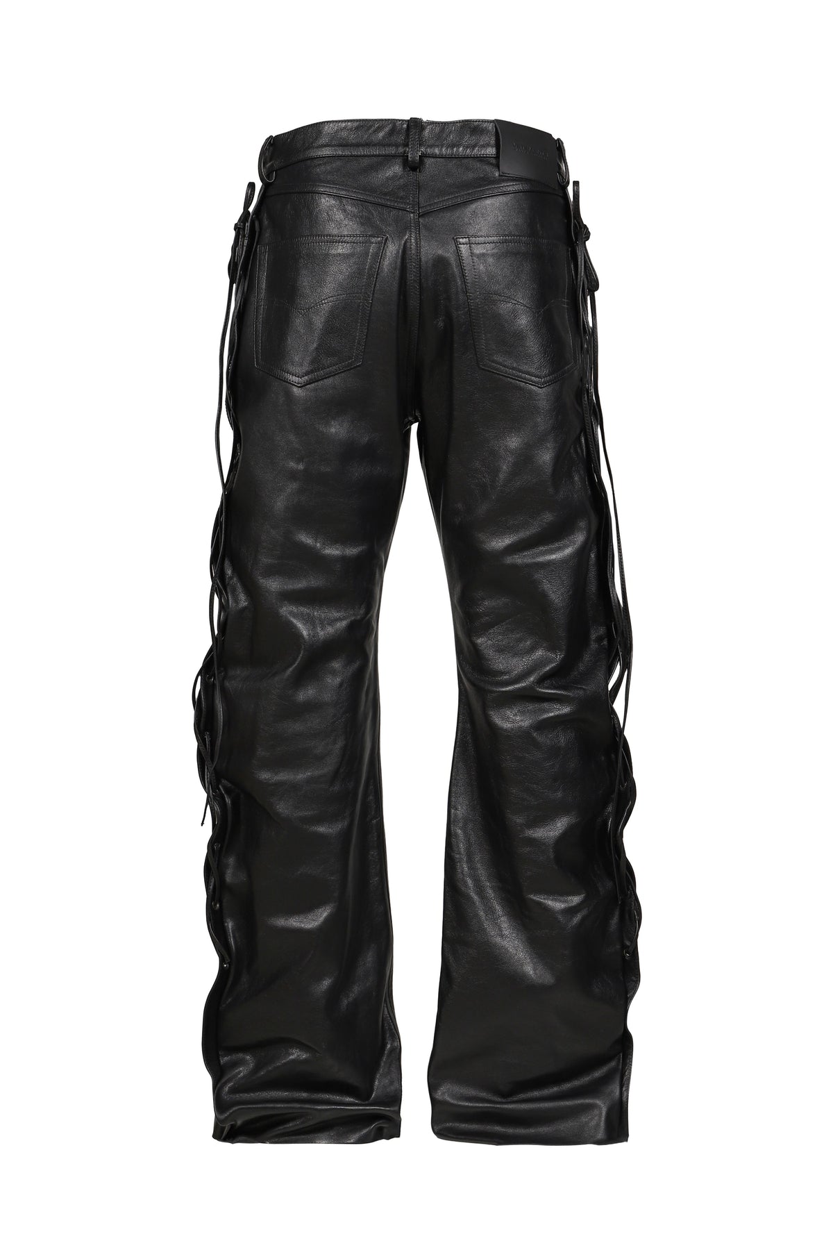 VETEMENTS ヴェトモン 【本物保証】 パンツ ストリート系 メンズ O-LEG LEATHER PANTS WITH SIDE LACE-UP / BLK