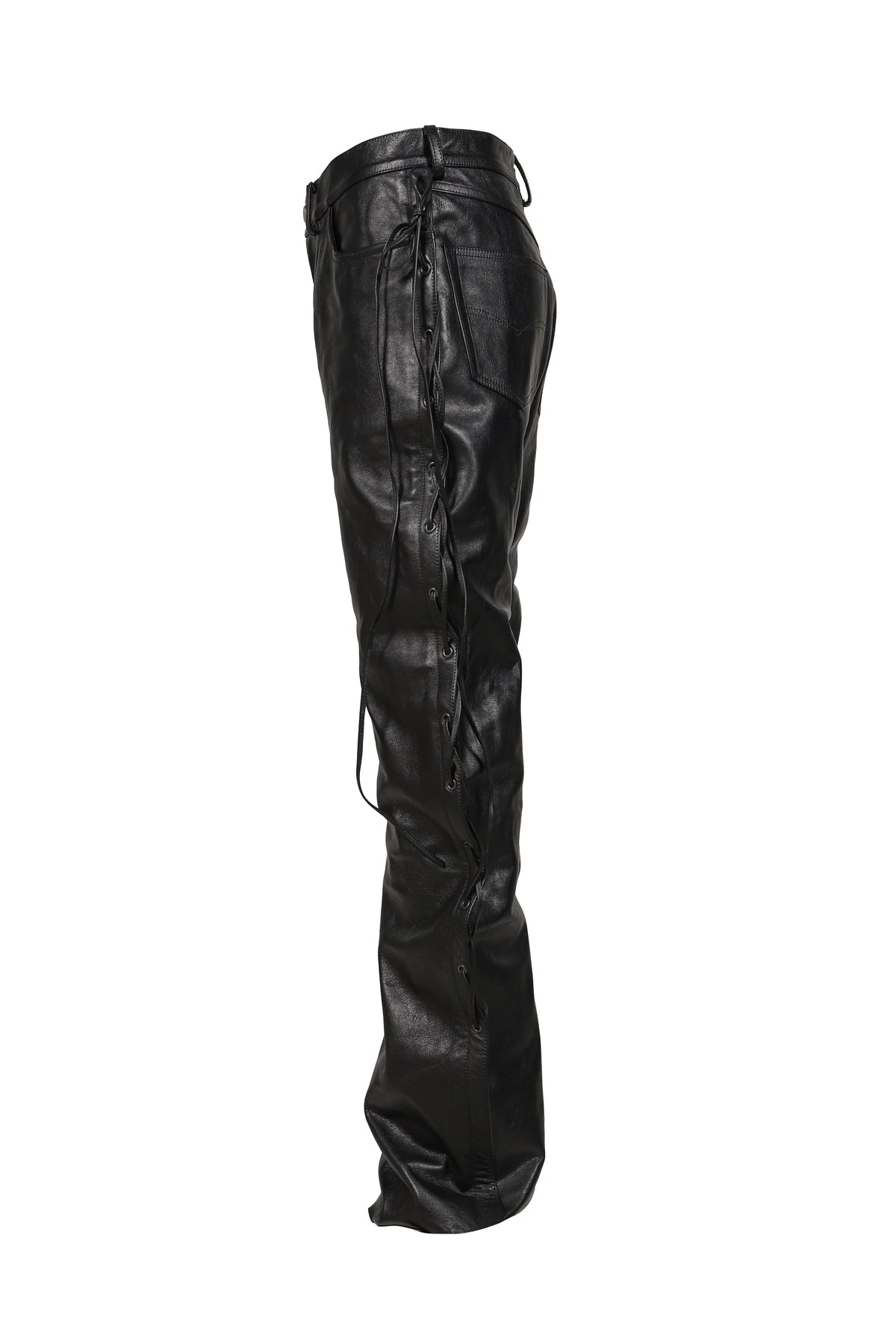 VETEMENTS ヴェトモン 【本物保証】 パンツ ストリート系 メンズ O-LEG LEATHER PANTS WITH SIDE LACE-UP / BLK