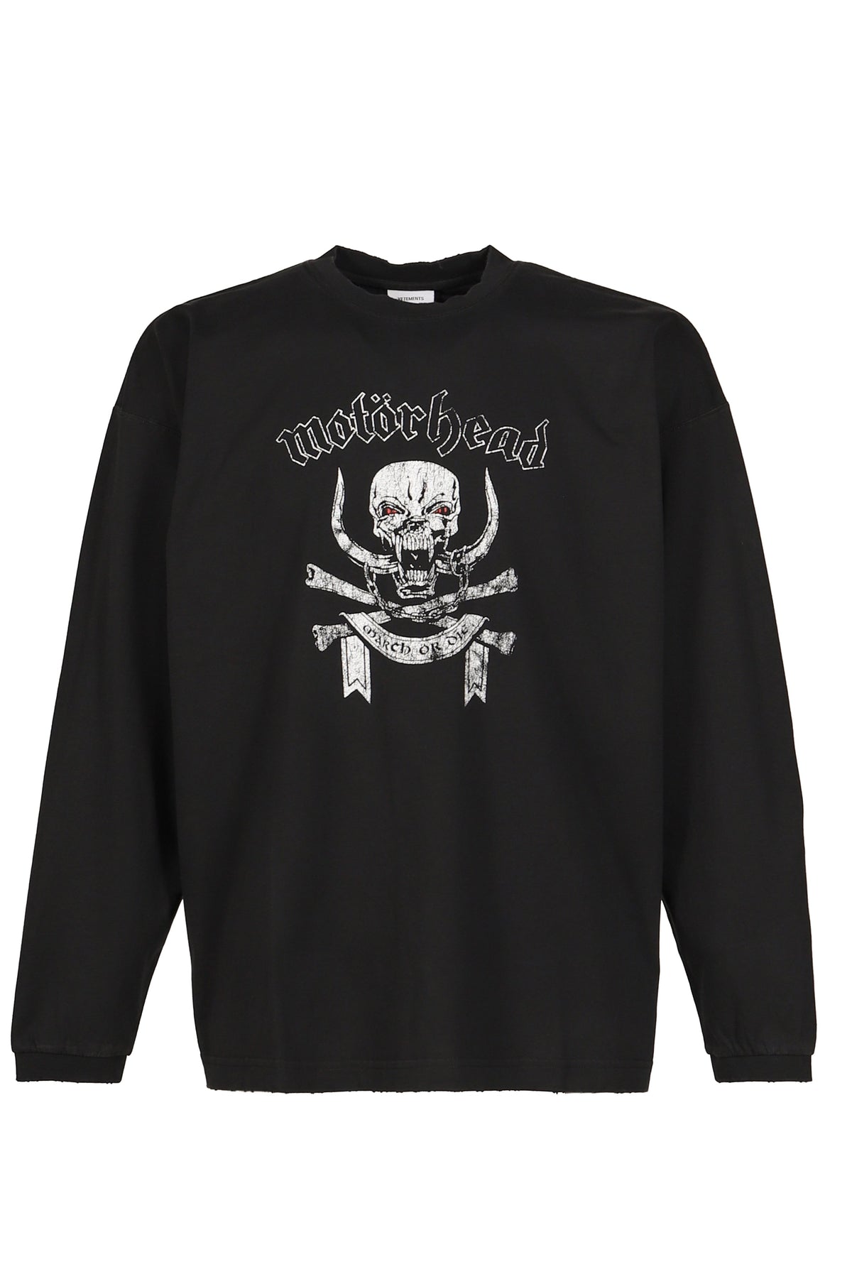 VETEMENTS ヴェトモン 【本物保証】 Tシャツ ストリート系 メンズ VETEMENTSXMOTORHEAD SKULL LONGSLEEVE / WASHED BLK