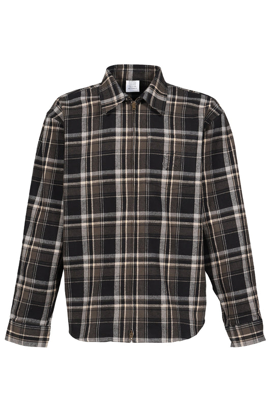 VETEMENTS ヴェトモン 【本物保証】 シャツ ストリート系 メンズ ZIP-UP BIKER CROSS LOGO FLANNEL SHIRT / BLK