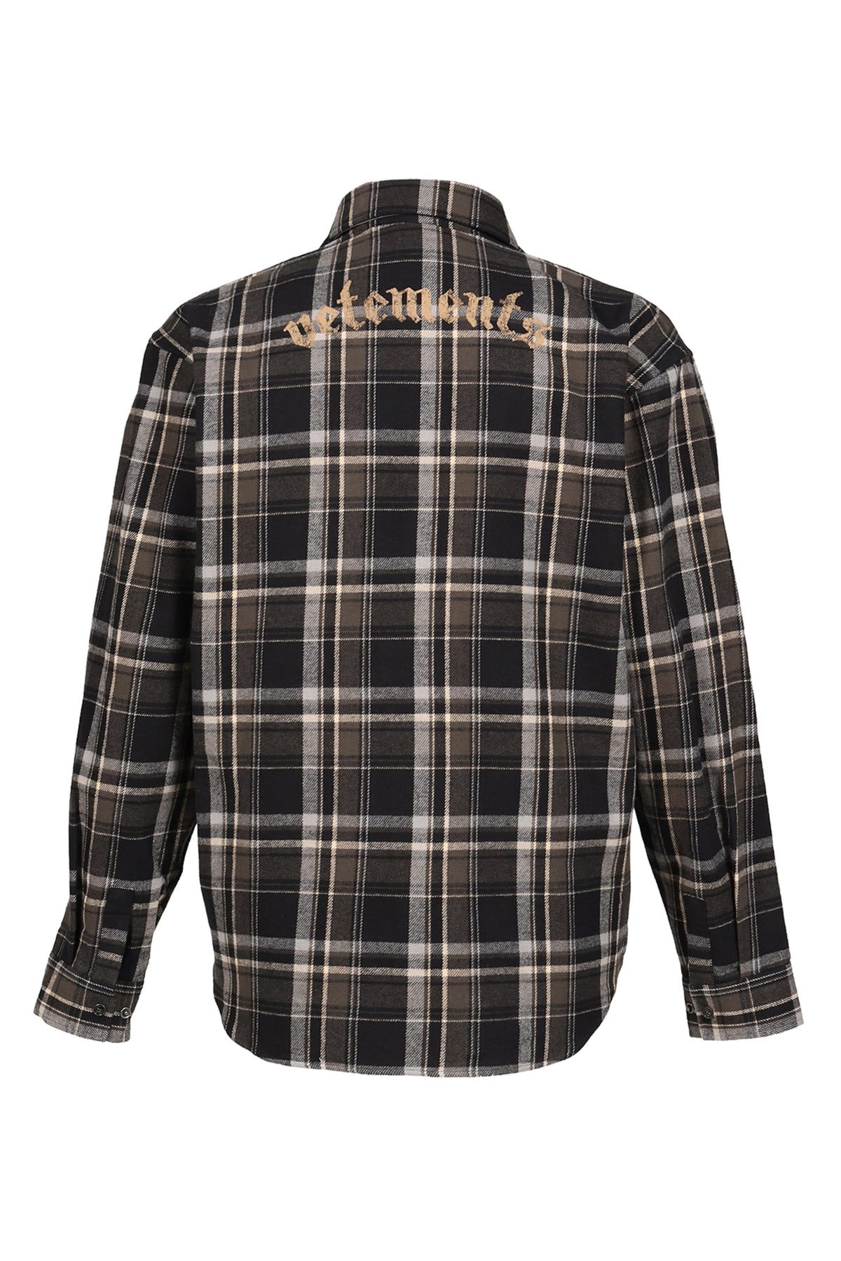 VETEMENTS ヴェトモン 【本物保証】 シャツ ストリート系 メンズ ZIP-UP BIKER CROSS LOGO FLANNEL SHIRT / BLK