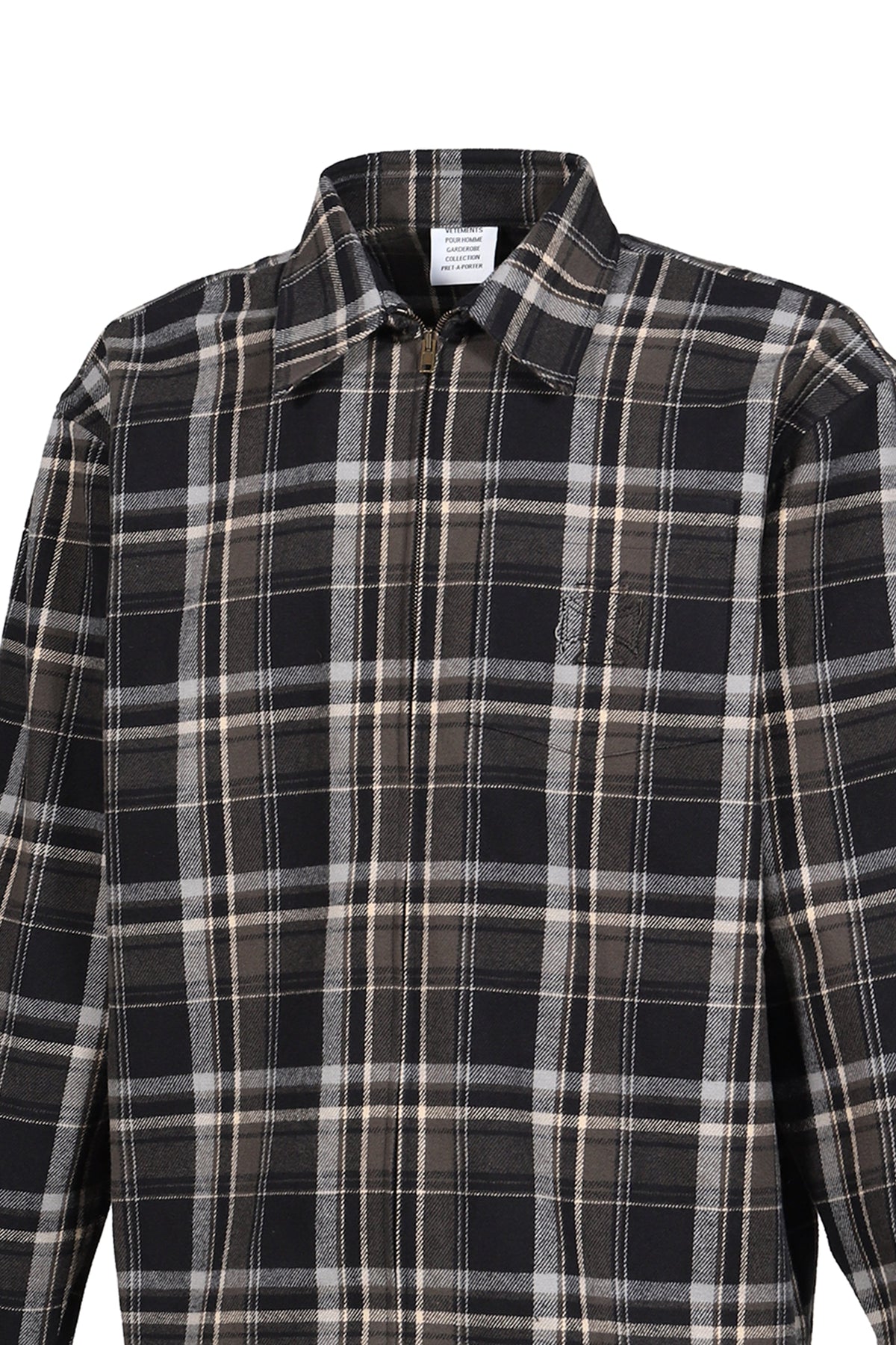 VETEMENTS ヴェトモン 【本物保証】 シャツ ストリート系 メンズ ZIP-UP BIKER CROSS LOGO FLANNEL SHIRT / BLK
