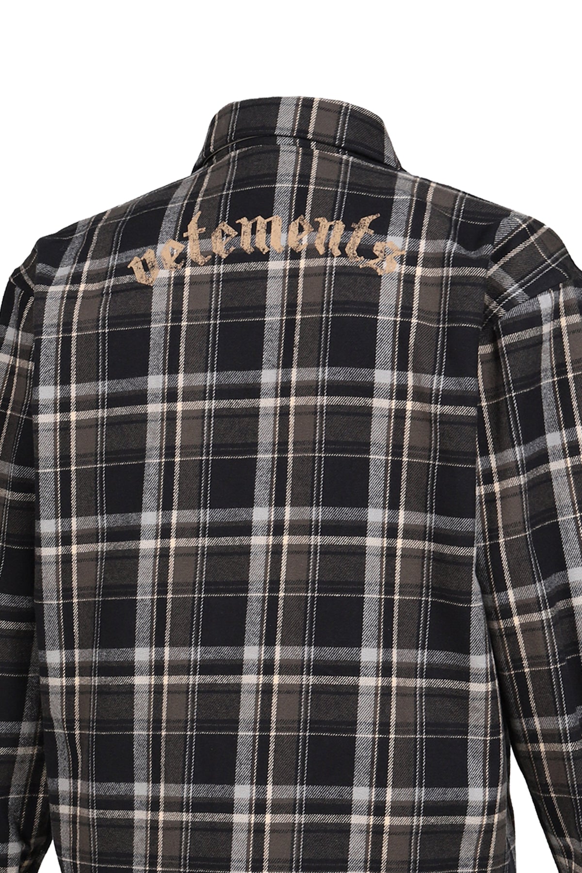 VETEMENTS ヴェトモン 【本物保証】 シャツ ストリート系 メンズ ZIP-UP BIKER CROSS LOGO FLANNEL SHIRT / BLK