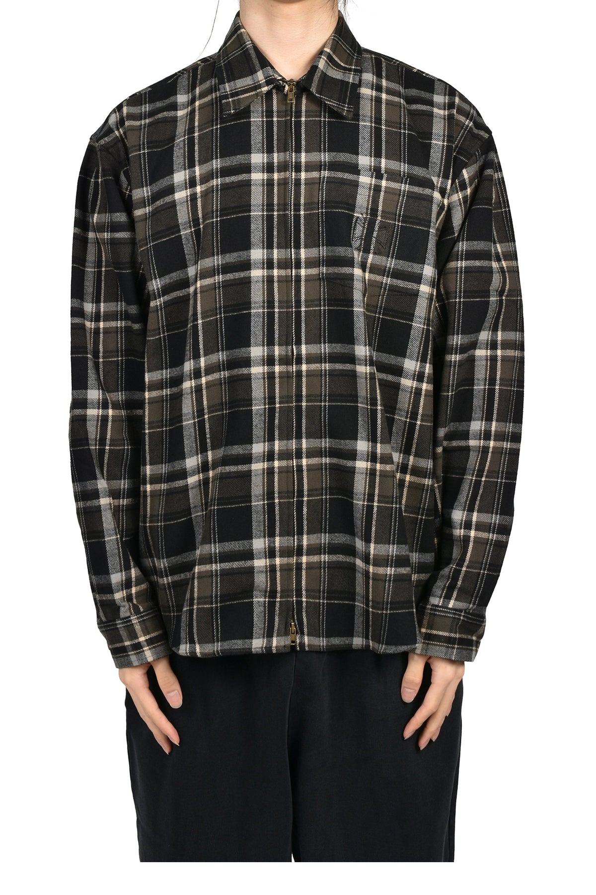 VETEMENTS ヴェトモン 【本物保証】 シャツ ストリート系 メンズ ZIP-UP BIKER CROSS LOGO FLANNEL SHIRT / BLK