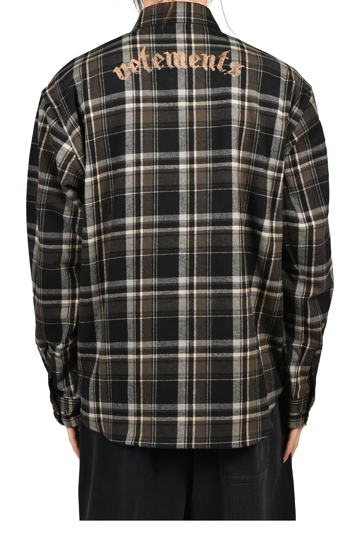 VETEMENTS ヴェトモン 【本物保証】 シャツ ストリート系 メンズ ZIP-UP BIKER CROSS LOGO FLANNEL SHIRT / BLK