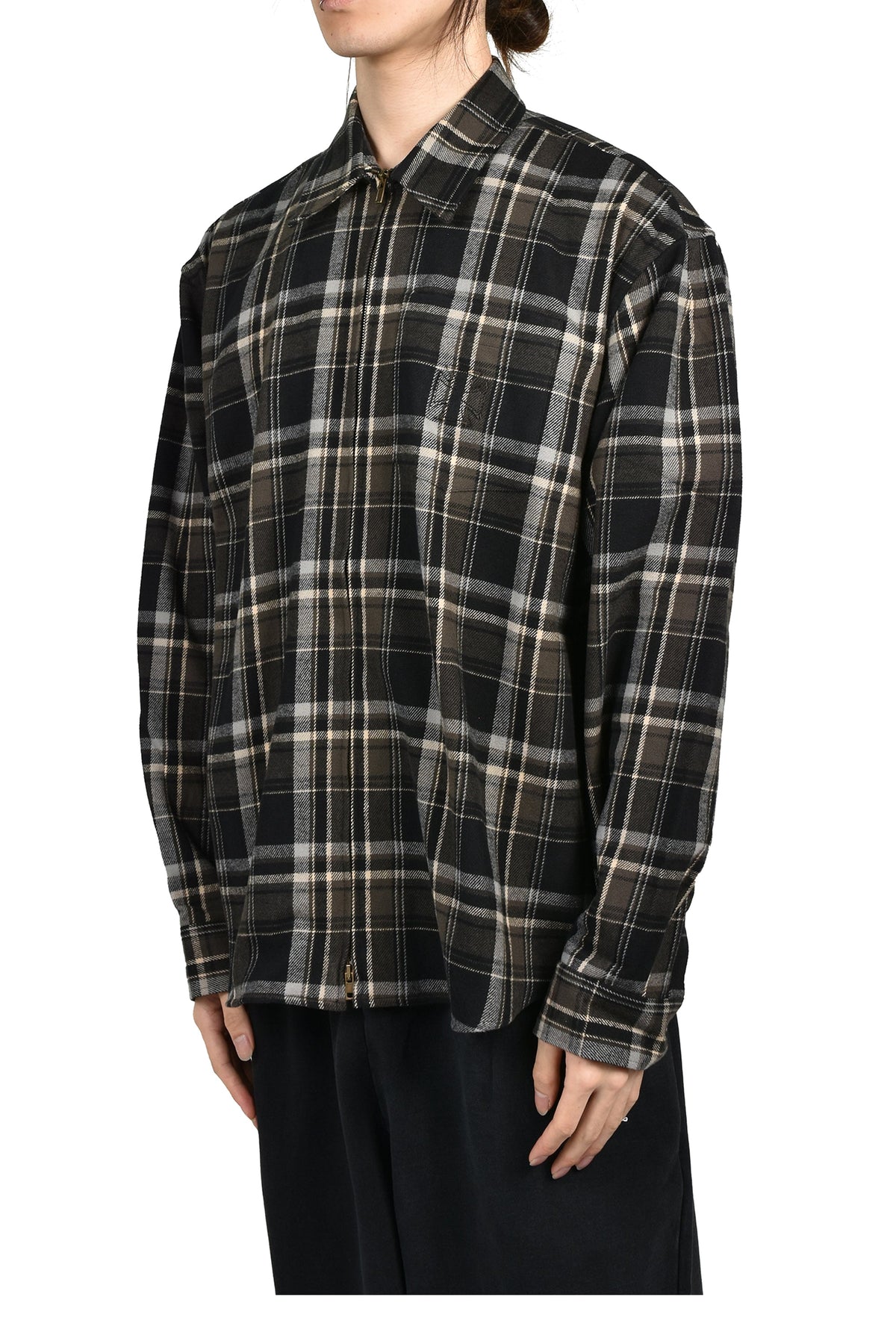 VETEMENTS ヴェトモン 【本物保証】 シャツ ストリート系 メンズ ZIP-UP BIKER CROSS LOGO FLANNEL SHIRT / BLK
