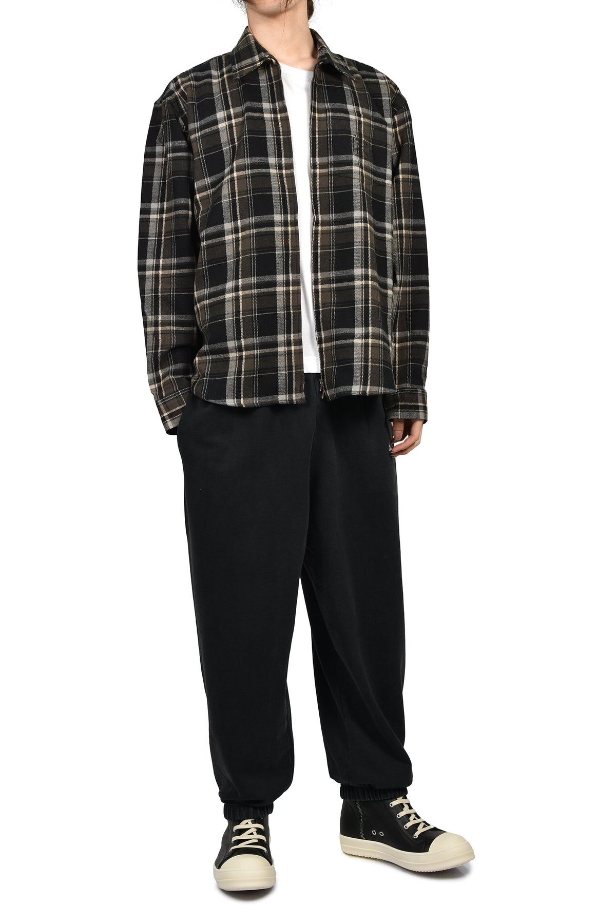 VETEMENTS ヴェトモン 【本物保証】 シャツ ストリート系 メンズ ZIP-UP BIKER CROSS LOGO FLANNEL SHIRT / BLK