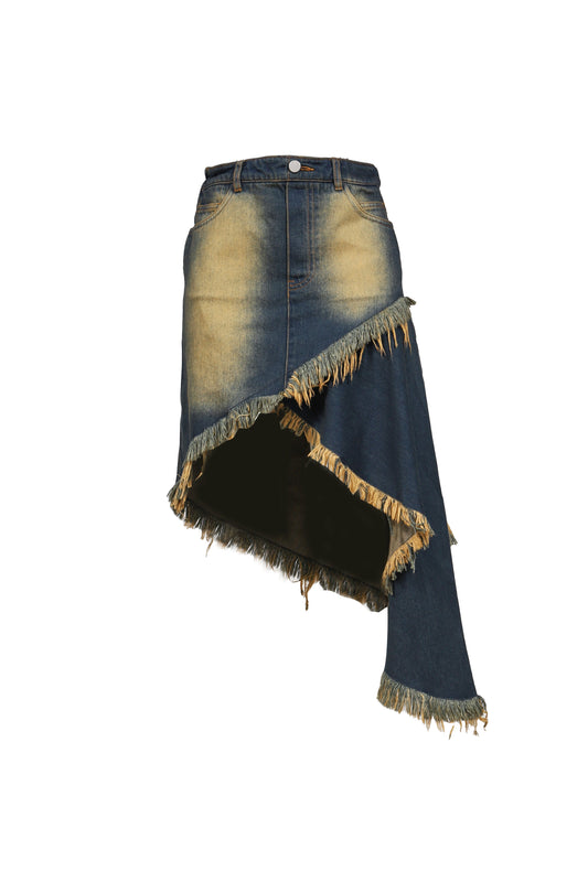 VIVAMUS 【本物保証】 スカート ストリート系 レディース ASYMMETRY DENIM SKIRT / BLU