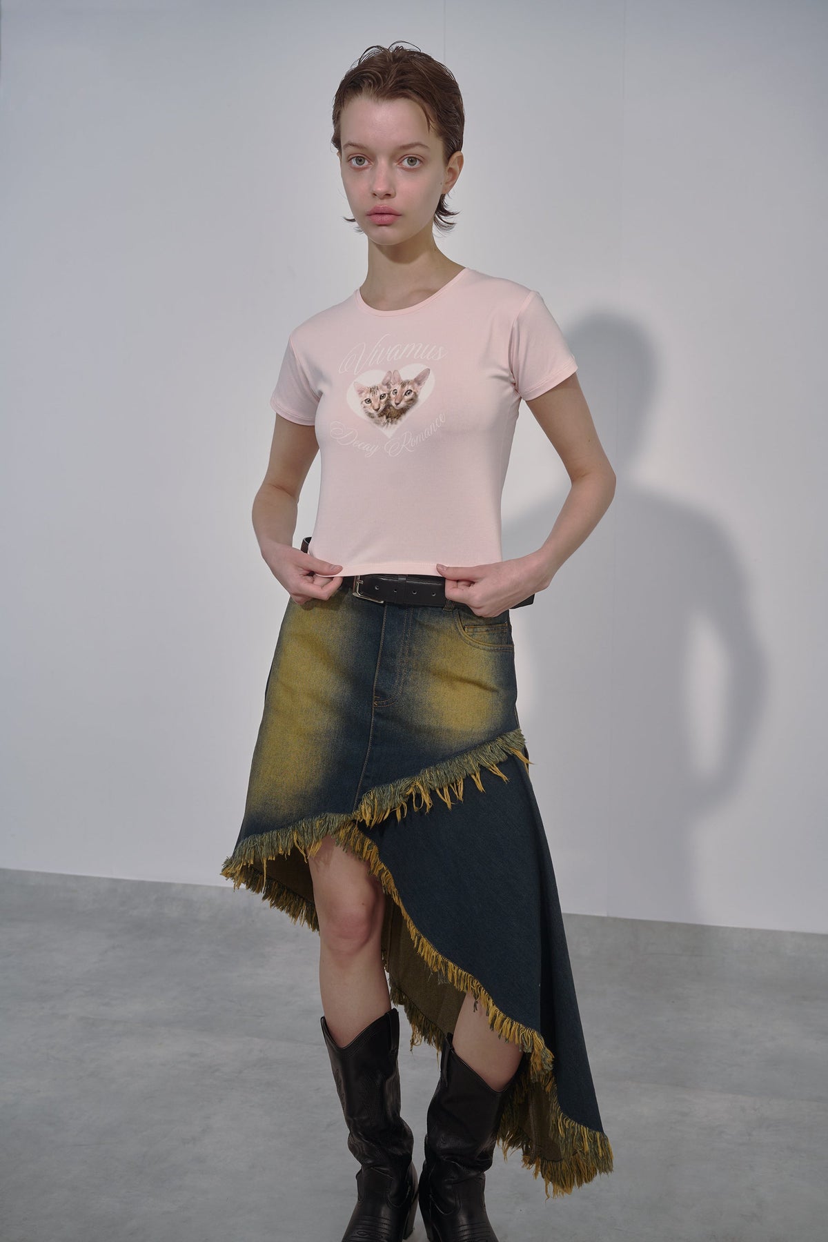 VIVAMUS 【本物保証】 スカート ストリート系 レディース ASYMMETRY DENIM SKIRT / BLU