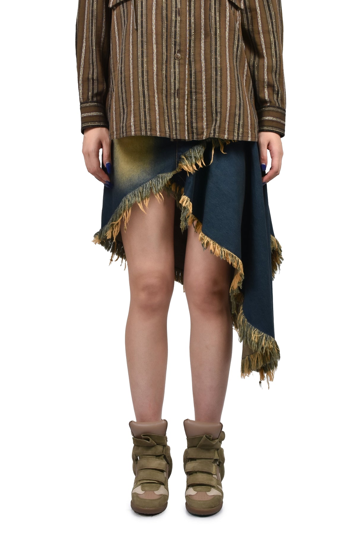 VIVAMUS 【本物保証】 スカート ストリート系 レディース ASYMMETRY DENIM SKIRT / BLU