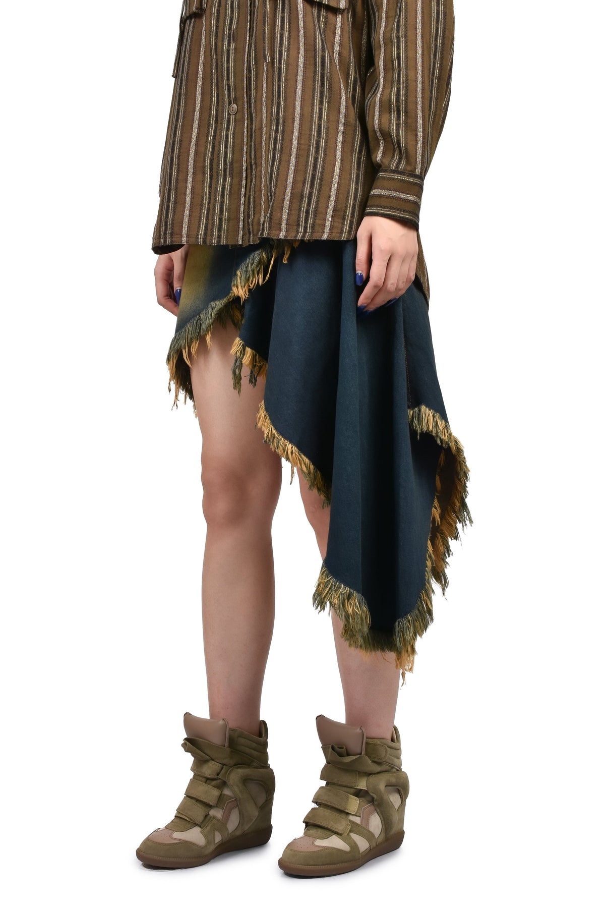 VIVAMUS 【本物保証】 スカート ストリート系 レディース ASYMMETRY DENIM SKIRT / BLU
