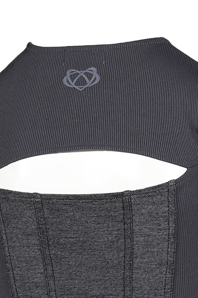 VIVAMUS 【本物保証】 シャツ ストリート系 レディース DENIM LACE COMBI T-SHIRT / BLK