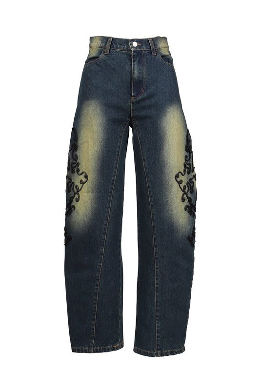 VIVAMUS 【本物保証】 デニムパンツ ストリート系 レディース DENIM LACE PANTS / BLU