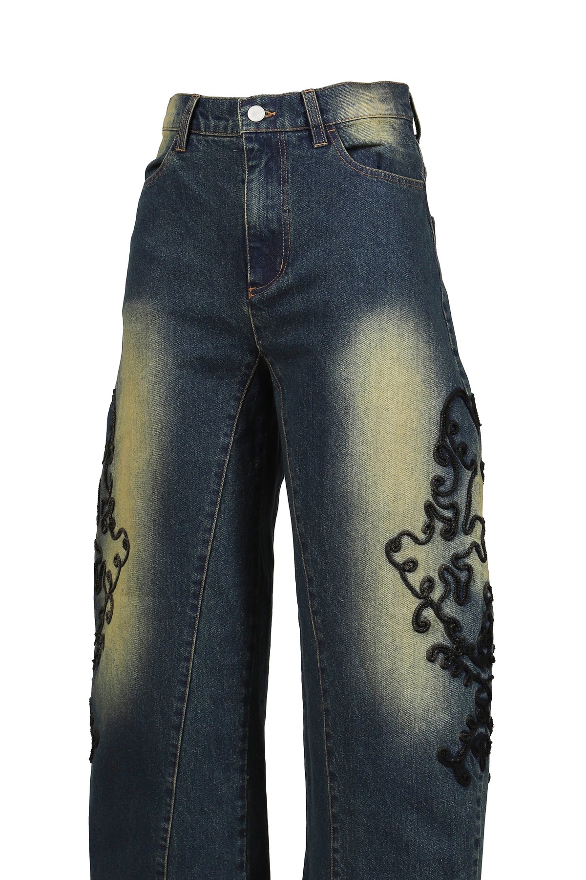 VIVAMUS 【本物保証】 デニムパンツ ストリート系 レディース DENIM LACE PANTS / BLU