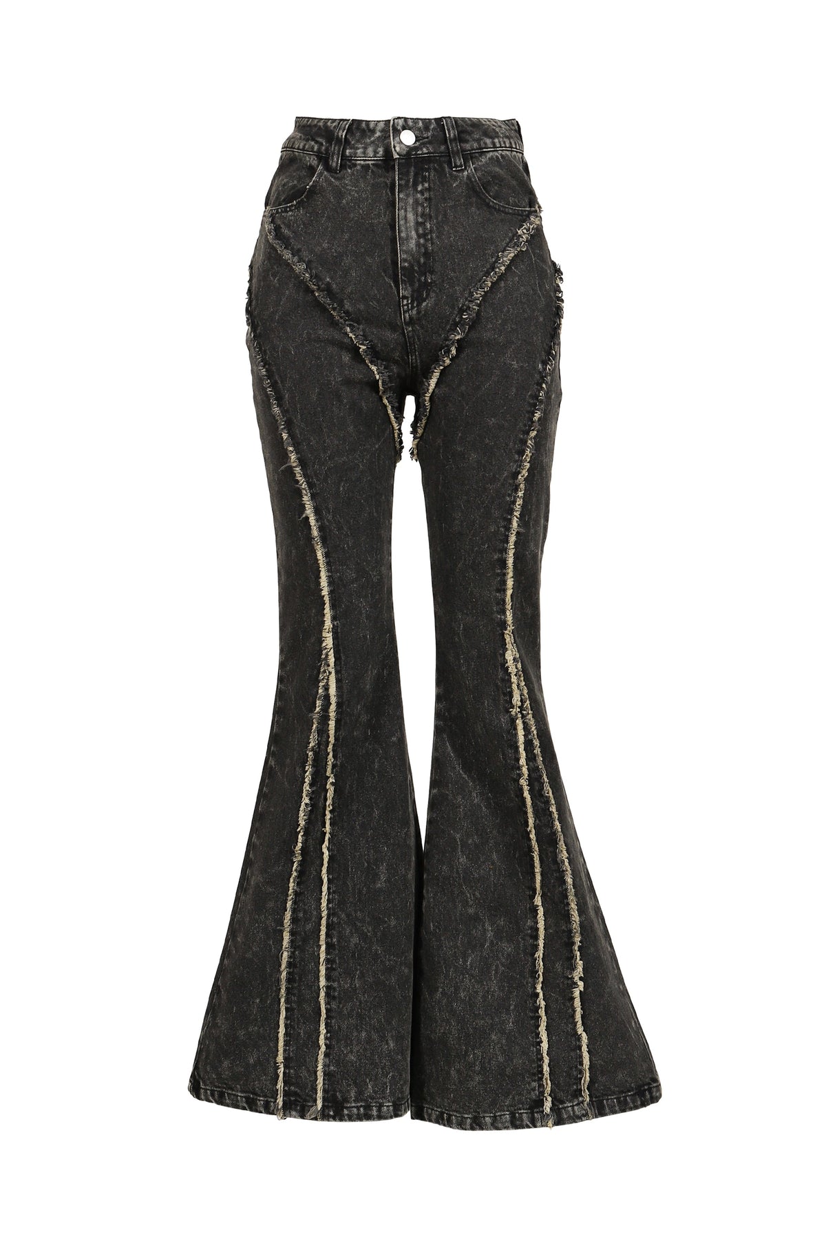 VIVAMUS 【本物保証】 デニムパンツ ストリート系 レディース FLARE DENIM PANTS / BLK