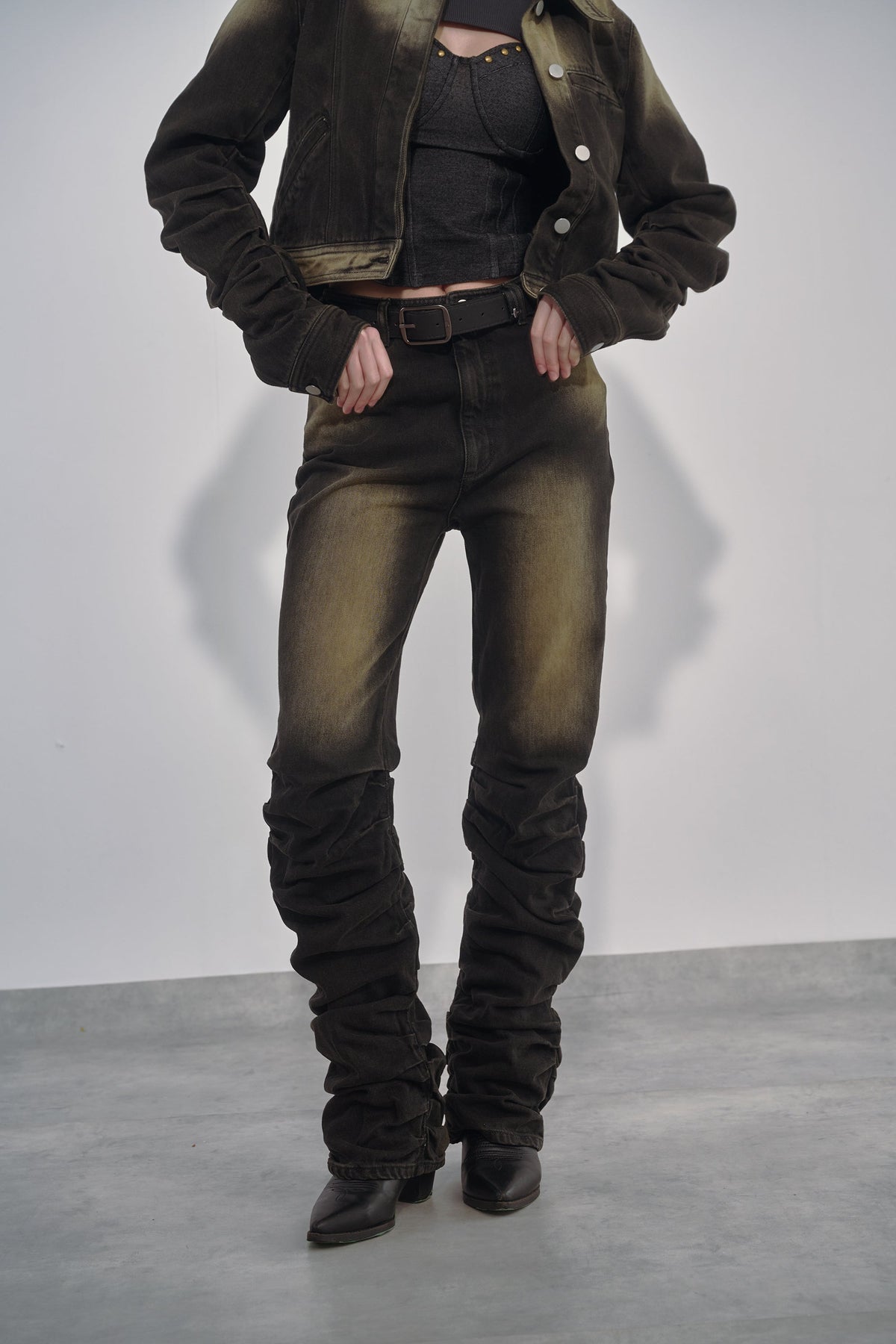 VIVAMUS 【本物保証】 デニムパンツ ストリート系 レディース LOOSED LEG DENIM PANTS / BLK