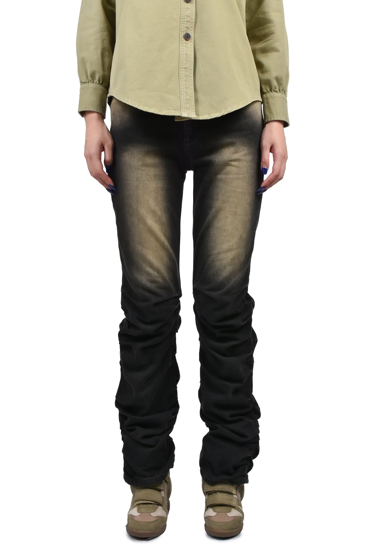 VIVAMUS 【本物保証】 デニムパンツ ストリート系 レディース LOOSED LEG DENIM PANTS / BLK