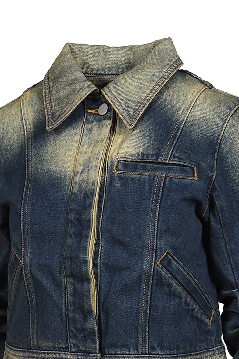 VIVAMUS 【本物保証】 ジャケット ストリート系 レディース LOOSED SLEEVE DENIM JACKET / BLU