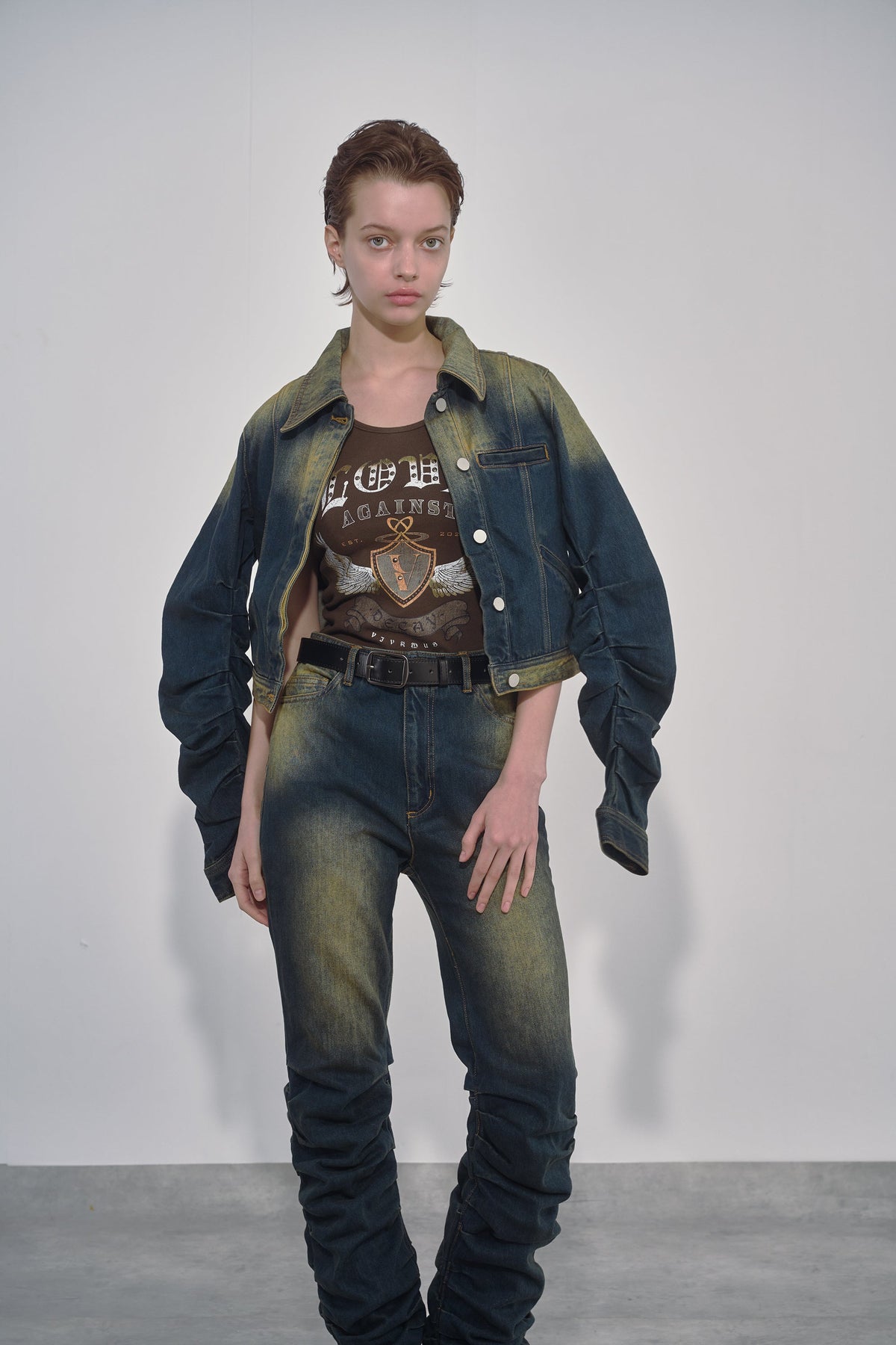 VIVAMUS 【本物保証】 ジャケット ストリート系 レディース LOOSED SLEEVE DENIM JACKET / BLU