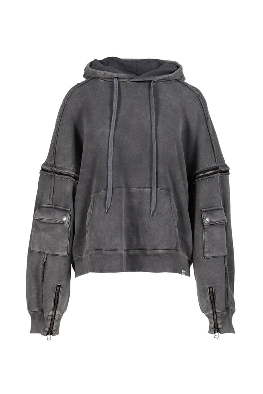 VIVAMUS 【本物保証】 パーカー ストリート系 レディース SPLIT SWEAT HOODIE / GRY