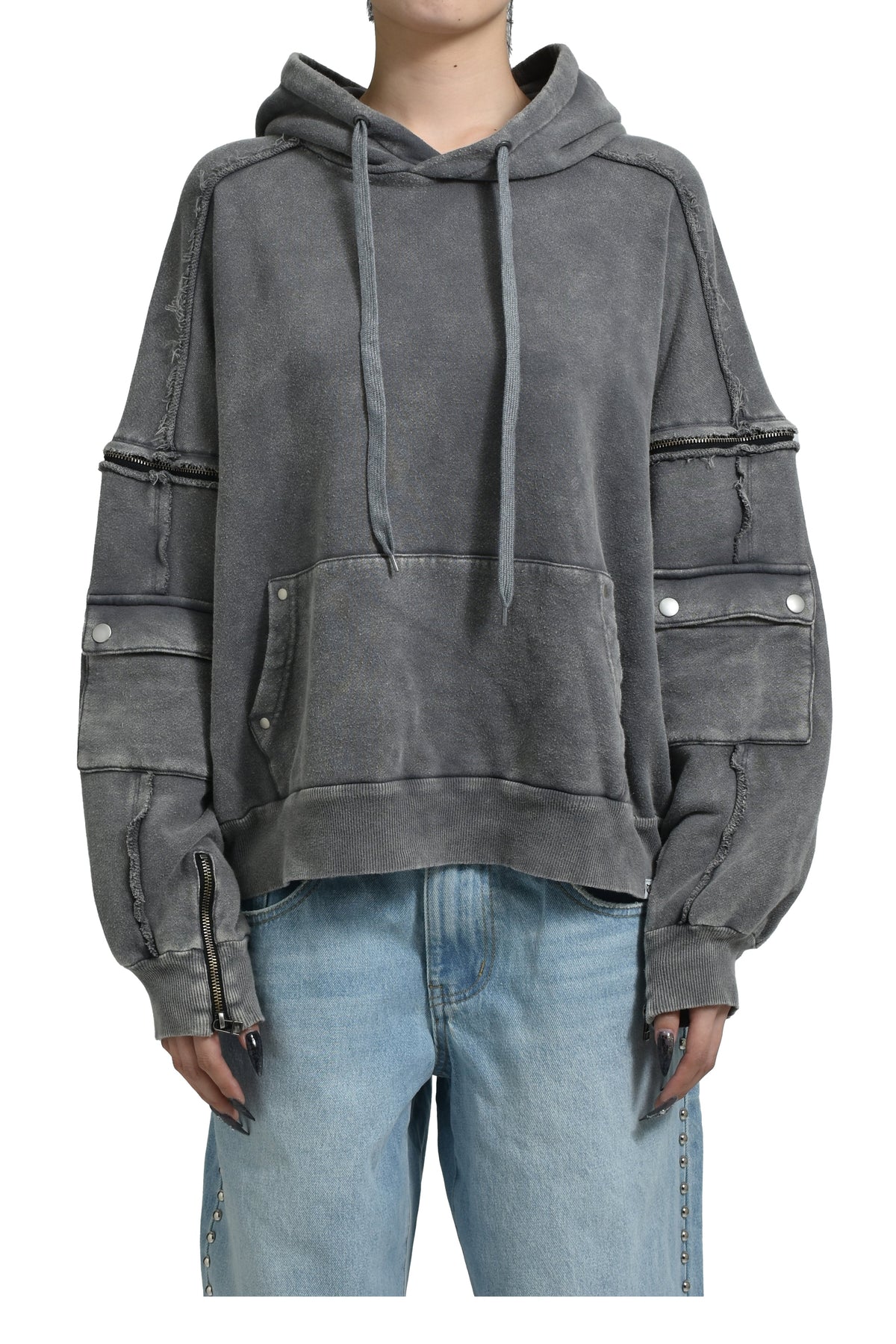 VIVAMUS 【本物保証】 パーカー ストリート系 レディース SPLIT SWEAT HOODIE / GRY