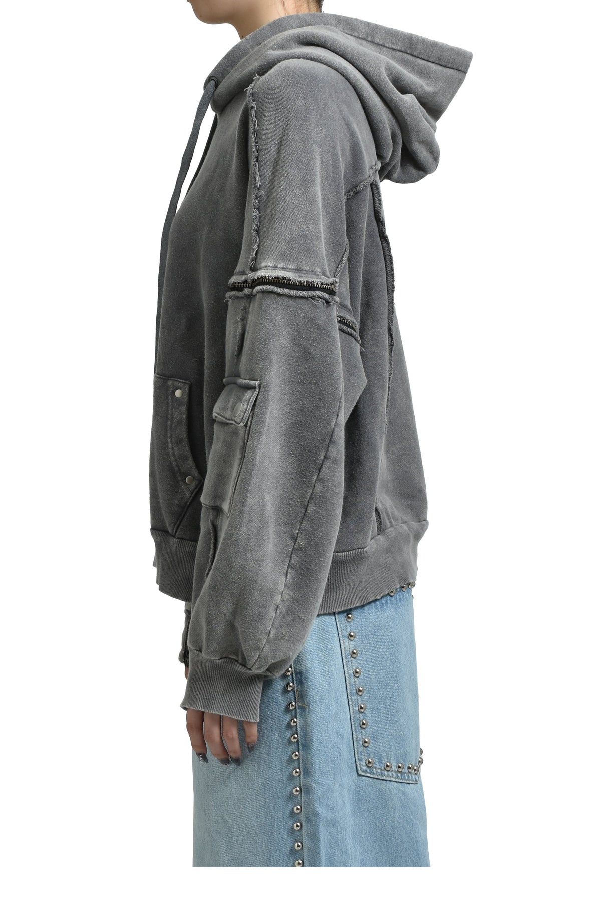 VIVAMUS 【本物保証】 パーカー ストリート系 レディース SPLIT SWEAT HOODIE / GRY