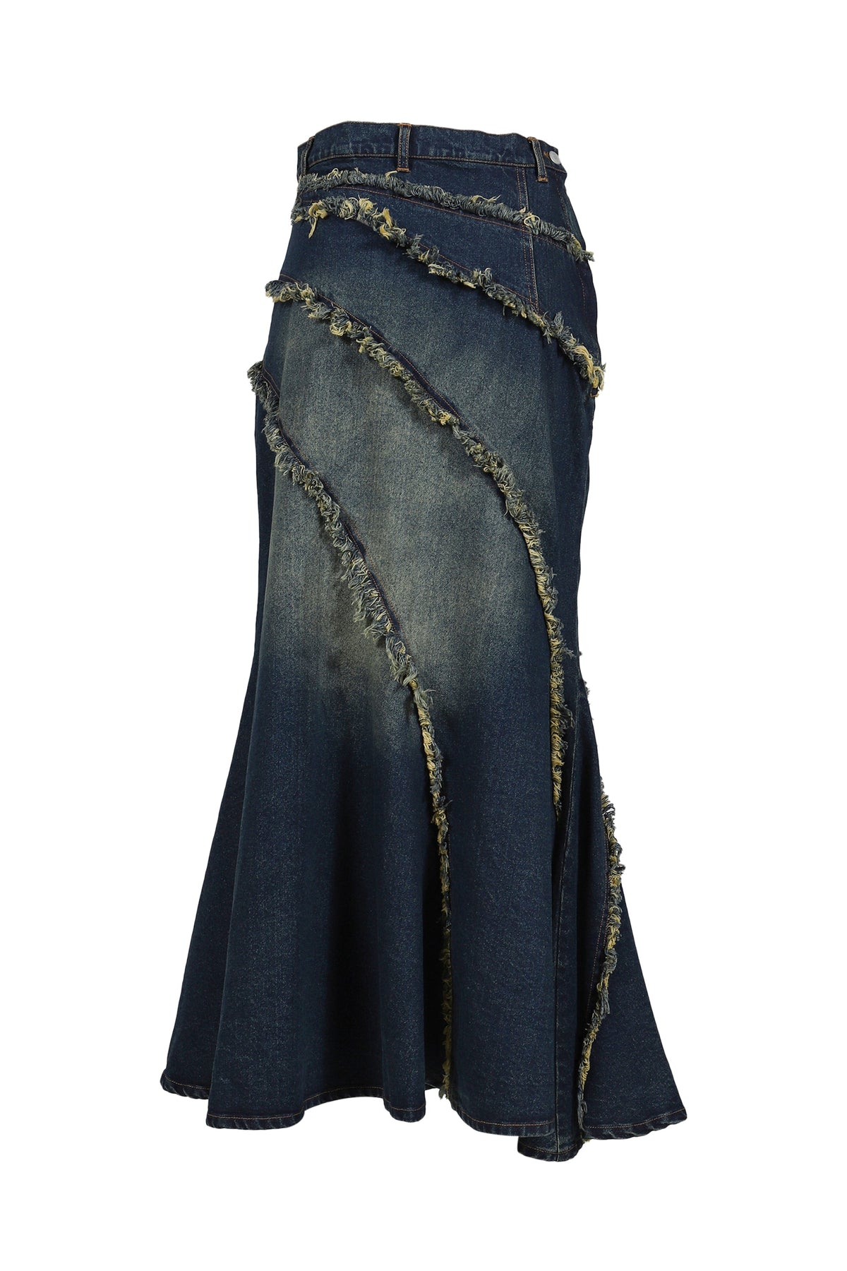 VIVAMUS 【本物保証】 スカート ストリート系 レディース TIERED LACE DENIM SKIRT / BLU