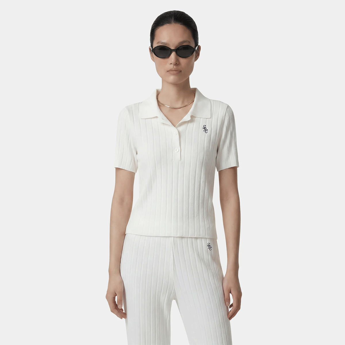 Sporty and Rich 【本物保証】 Tシャツ ストリート系 レディース SRC Ribbed Polo