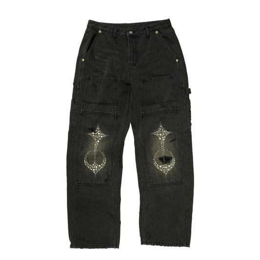 THUG CLUB 【本物保証】 パンツ ストリート系 メンズ STUDED KNEE CARPENTER PANTS