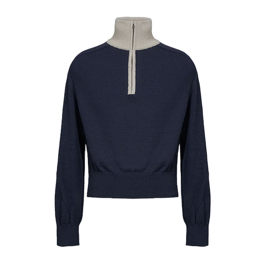 VUJA DE 【本物保証】 ニット ストリート系 メンズ FRANK STRUCTURED HAIF-ZIP KNIT SWEATER IN DARK NAVY
