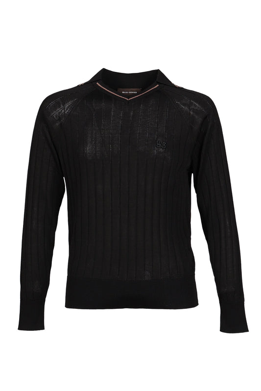 Wales Bonner ウェールズ・ボナー 【本物保証】 シャツ ストリート系 メンズ ROOTS POLO SHIRT / BLK